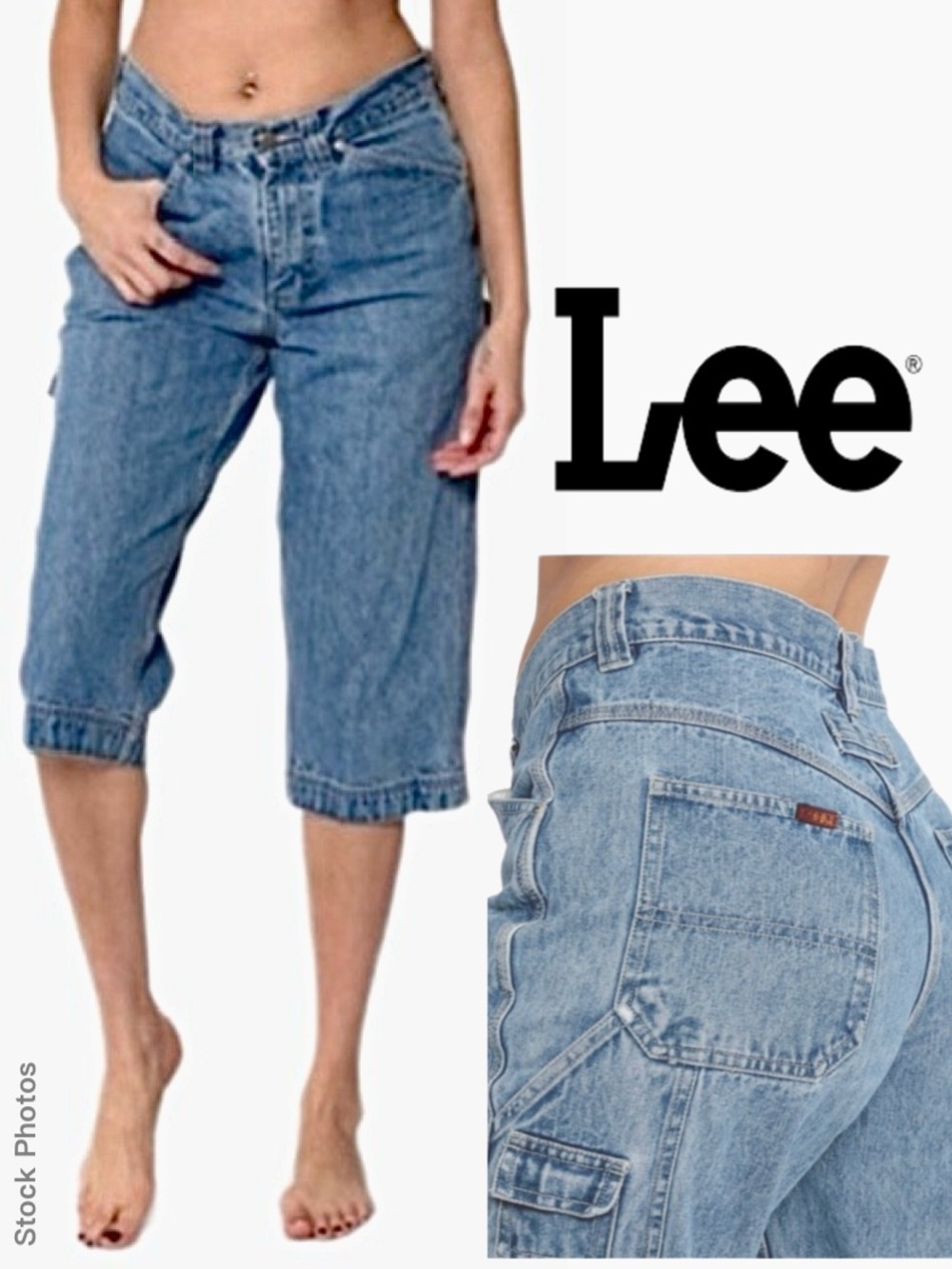 ‘90s~Y2K LEE High-Rise Relaxed Boyfriend Carpenter Jeans Capris Vented Hem (8M)